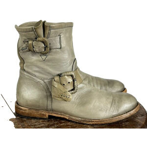 Alberto Fermani Boots Womens US 5.5 EU 35.5 Taupe Leather Moto Motorcycle Riding